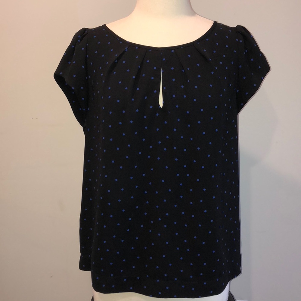 Blue Polka Dot Zara Basic Blouse Sz XL